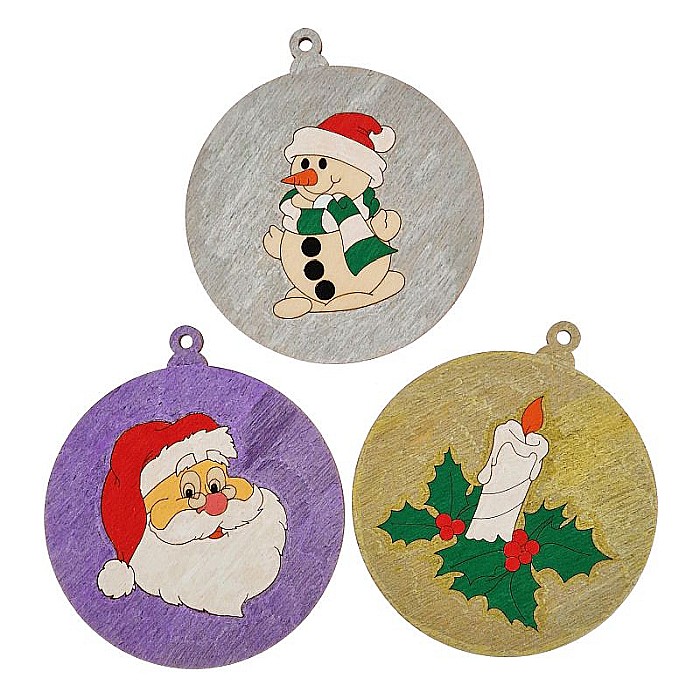 Set 3 globuri rotunde din lemn, pentru pictat, 10 cm [2]