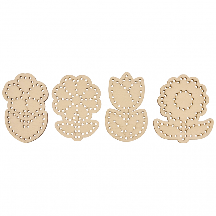 Set de 4 flori din lemn pentru broderie - Activități creative pentru copii [3]