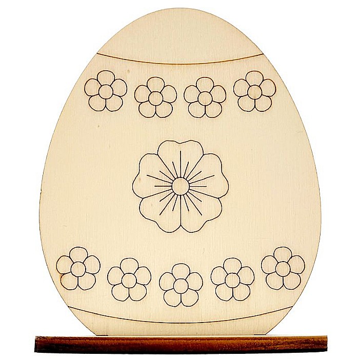 Set 5 oua pentru pictat, cu suport, din lemn, 10 cm inaltime [6]
