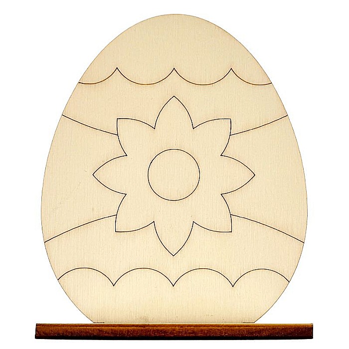 Set 5 oua pentru pictat, cu suport, din lemn, 10 cm inaltime [5]