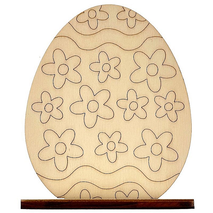 Set 5 oua pentru pictat, cu suport, din lemn, 10 cm inaltime [2]