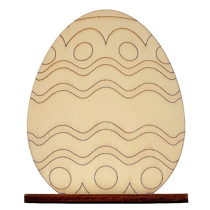 Set 5 oua pentru pictat, cu suport, din lemn, 10 cm inaltime [6]