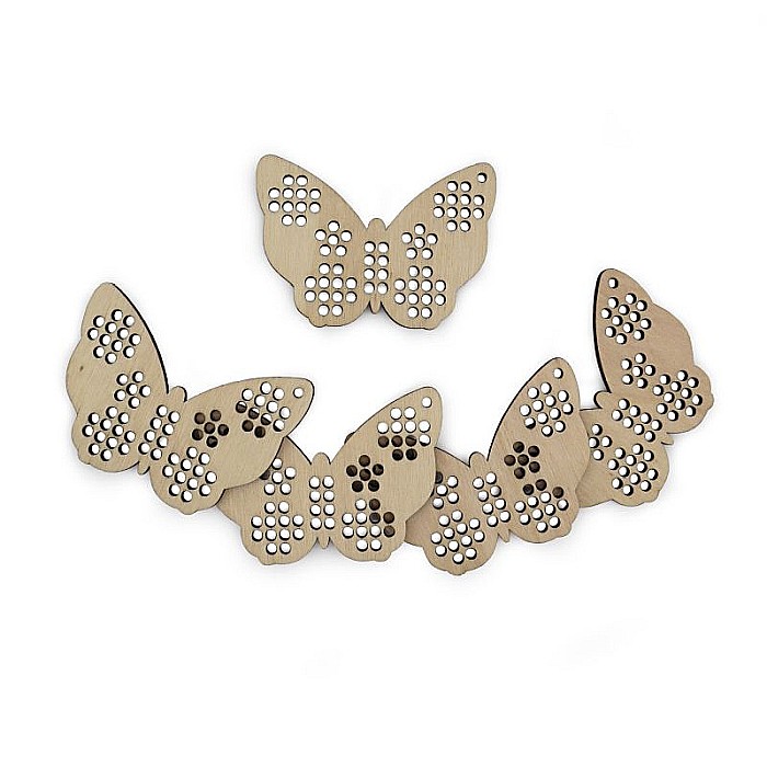 Martisor fluturas din lemn - Gauri mari pentru cusut cruciulita, 7x5 cm, seturi disponibile. [2]