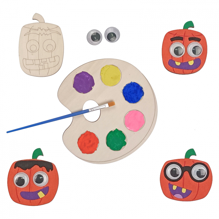 Set DIY dovleci Halloween din lemn pentru pictat [2]