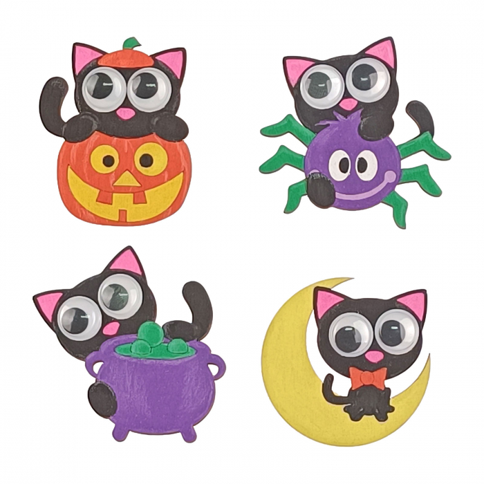 Set DIY pisici Halloween din lemn pentru pictat [2]