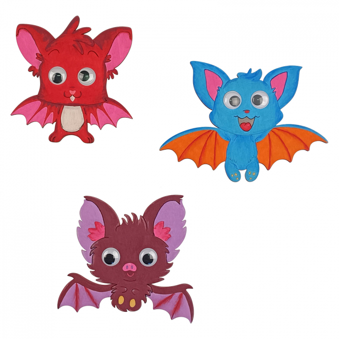 Set DIY lilieci drăgălași Halloween din lemn pentru pictat [2]