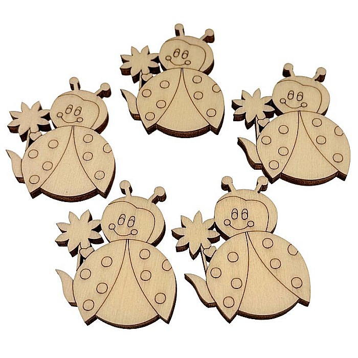Martisor din lemn - Buburuza, pentru pictat, 4x4.6 cm, seturi disponibile. [4]