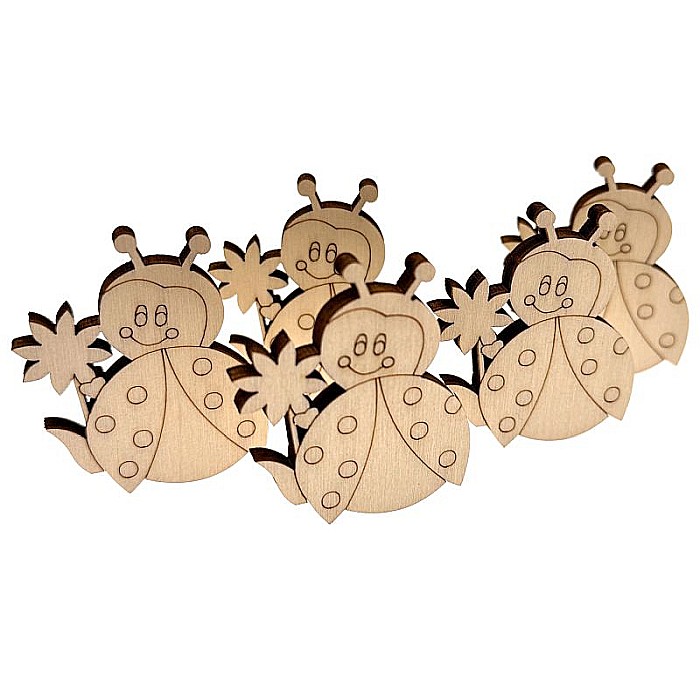 Martisor din lemn - Buburuza, pentru pictat, 4x4.6 cm, seturi disponibile. [2]