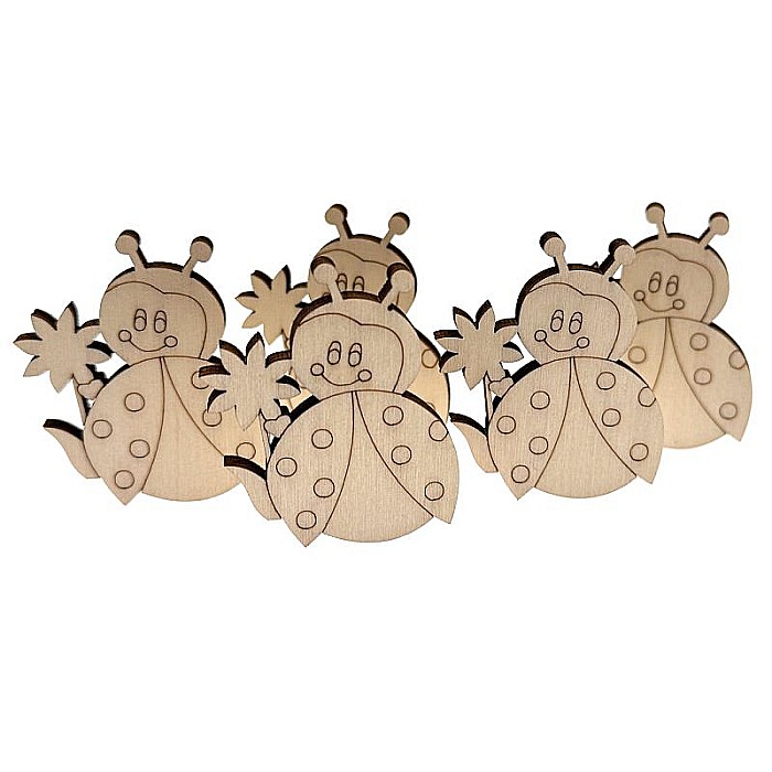 Martisor din lemn - Buburuza, pentru pictat, 4x4.6 cm, seturi disponibile. [3]