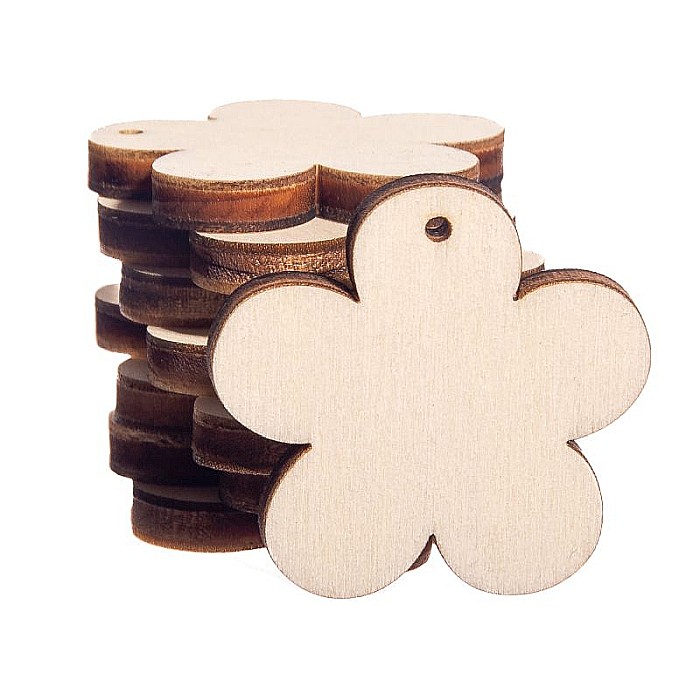 Martisor din lemn - Floare, pentru pictat, 3.5x3.4 cm, seturi disponibile. [4]