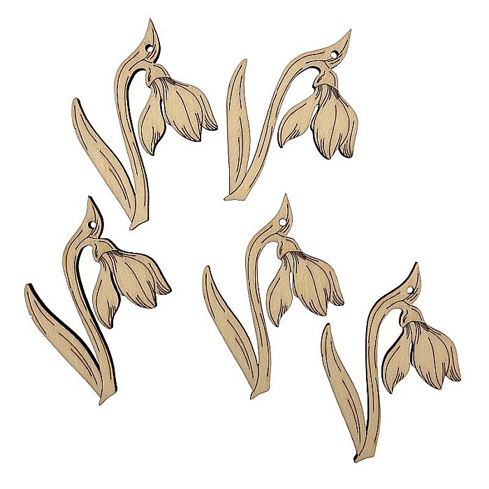 Martisor din lemn - Ghiocel gravat elegant, 4x6 cm, seturi disponibile. [2]