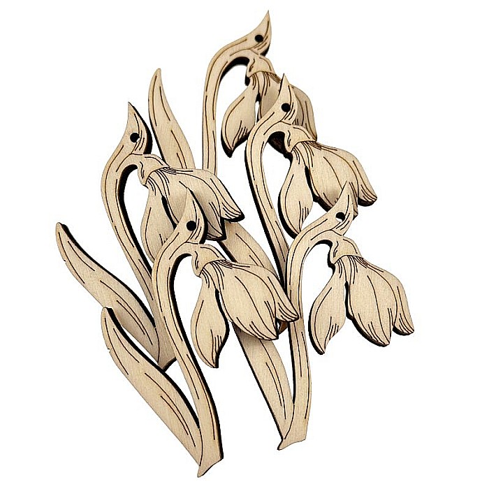 Martisor din lemn - Ghiocel gravat elegant, 4x6 cm, seturi disponibile. [3]