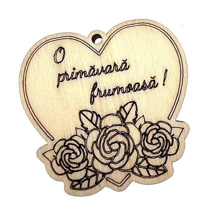 Martisor din lemn - Inima gravata cu mesaj, 4.2x4 cm, seturi disponibile. [3]