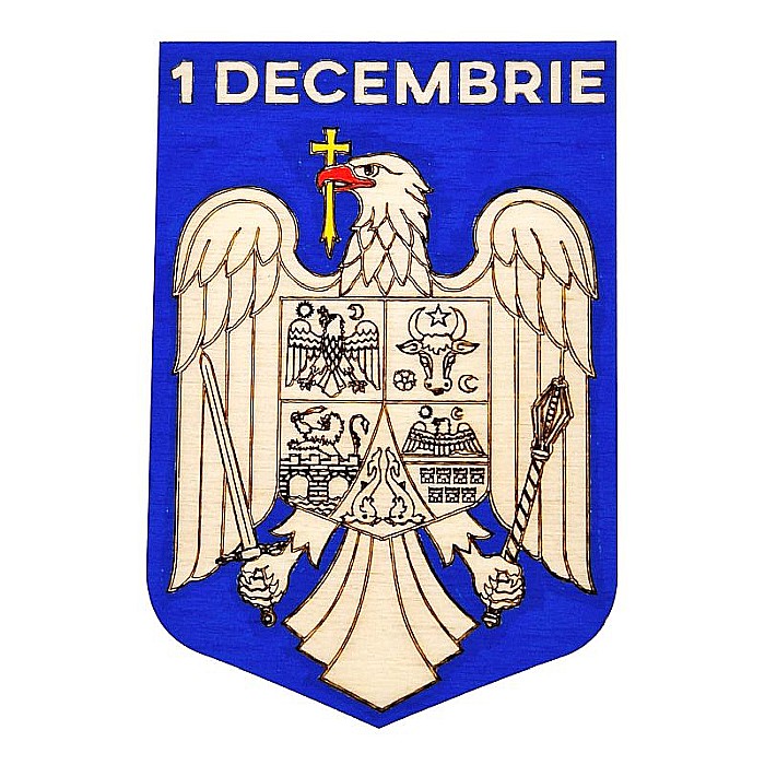 Stema Romaniei, model gravat, din lemn [6]