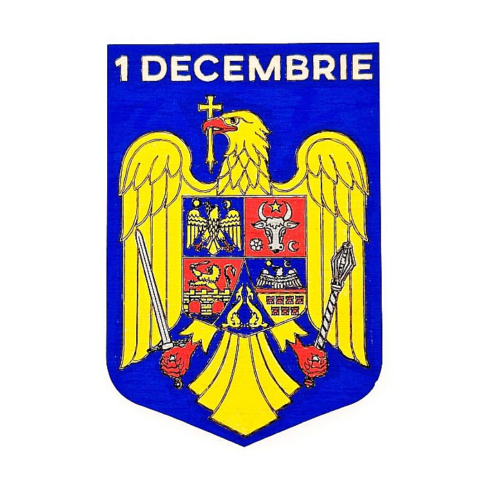 Stema Romaniei, model gravat, din lemn [3]