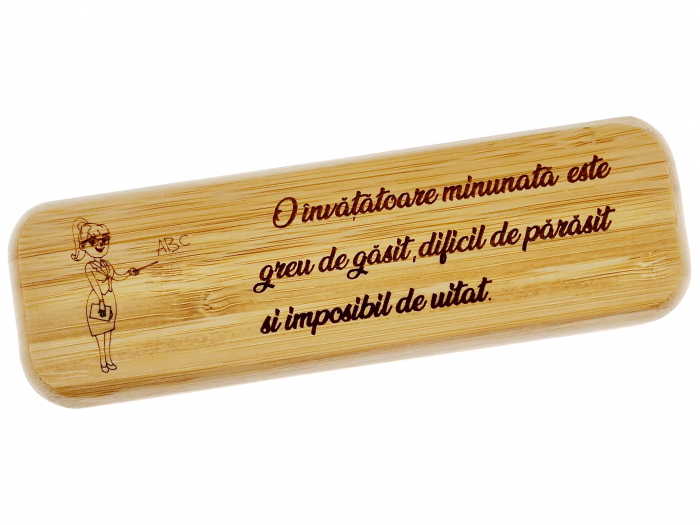 Stilou bambus personalizat in cutie gravata cadou invatatoare [1]