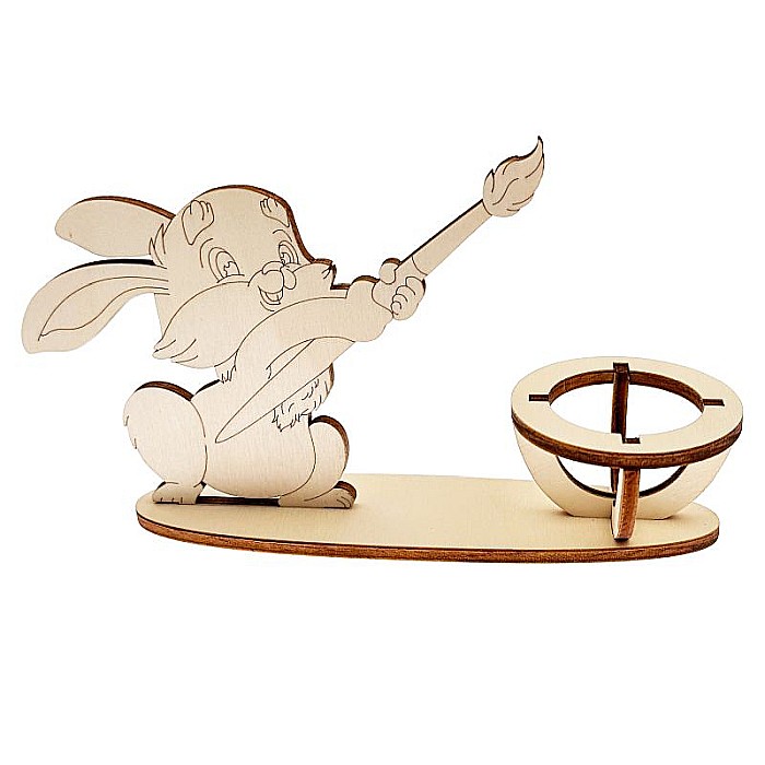 Suport pentru ou cu figurina iepure pictor, 17 cm x 15 cm [3]
