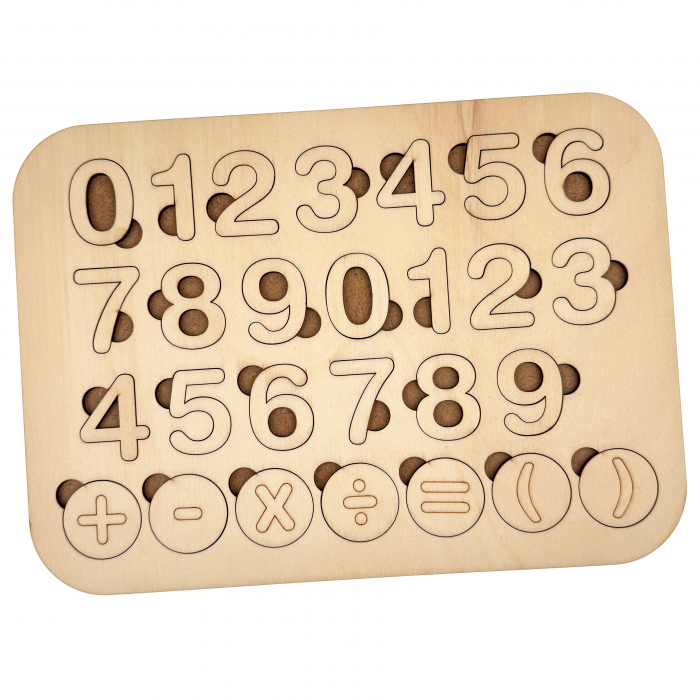 tabla cifre si operatii matematice din lemn, piese detasabile pentru invatare [2]