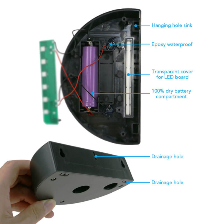 Bază LED solară RGB pentru exterior cu slot pentru plăci acrilice [5]