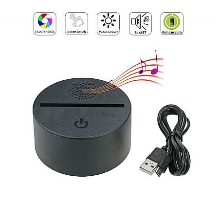 Baze Led si accesorii - Baza led pentru acrilic, 16 culori, model TDL-BS1, 8 leduri, boxa bluetooth
