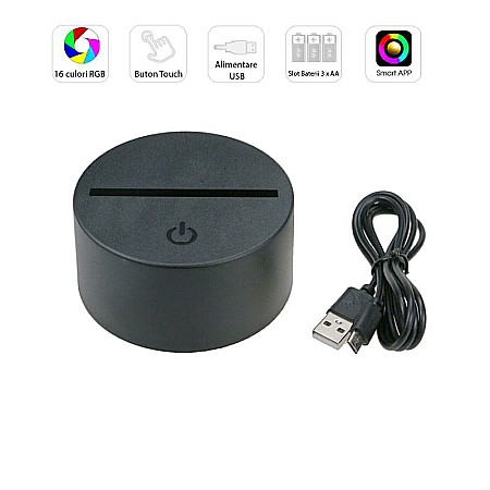 Baza led pentru acrilic, 16 culori, model TDL-CA, 8 leduri, Control aplicatie smart prin bluetooth [1]