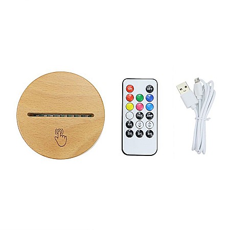 Baze Led si accesorii - Baza led pentru acrilic, lemn masiv de fag, model TDL-WR, 7 culori, 8 Led