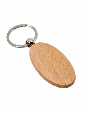 Articole Conexe - breloc lemn oval personalizabil cu inel metalic