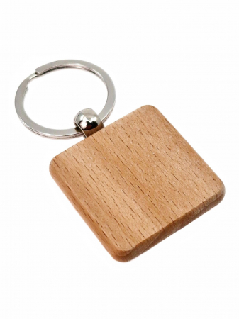 Articole Conexe - breloc lemn patrat personalizabil 4x4 cm cu inel metalic