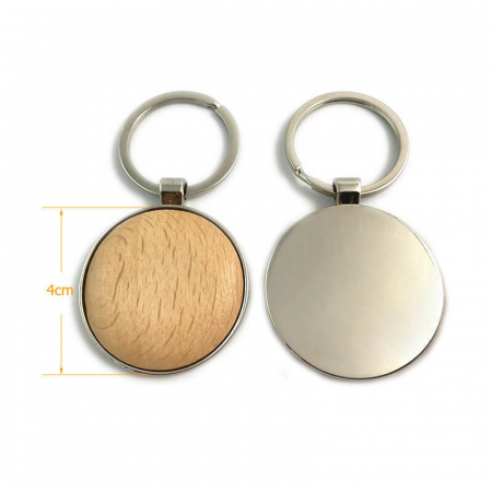 breloc lemn fag rotund 4 cm pe suport metalic pentru personalizare [1]