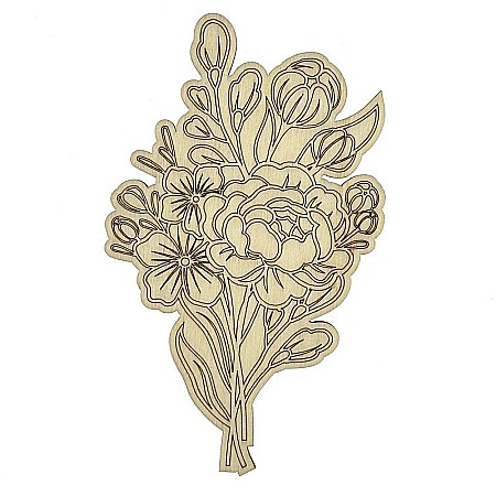 Forme pentru pictat - Decoratiune din lemn - Buchet mare de flori, pentru pictat, 9x14 cm, produs pentru 8 Martie.