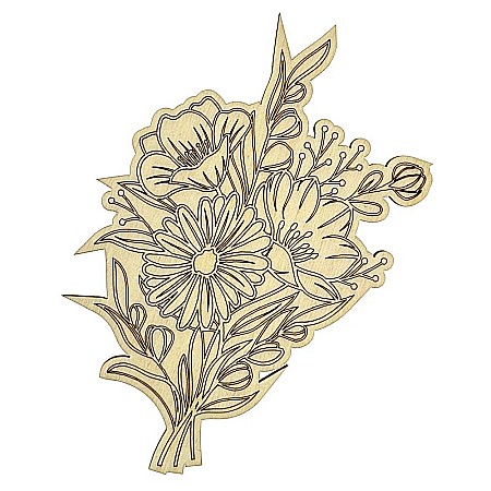 Forme pentru pictat - Decoratiune din lemn - Buchet de flori de primavara, pentru pictat, 9x14 cm, produs pentru 8 Martie.