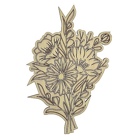 Decoratiune din lemn - Buchet de flori de primavara, pentru pictat, 9x14 cm, produs pentru 8 Martie. [1]