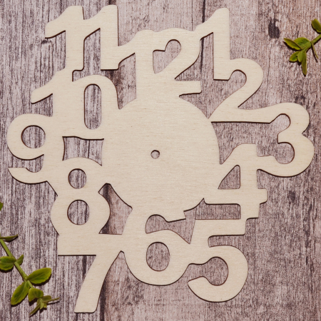 Cadrane ceas, cifre - Cadran ceas lemn cifre decupate cu design modern pentru proiecte DIY
