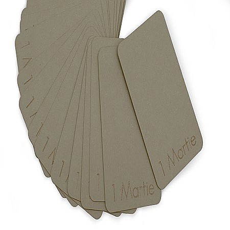 Martisor - Carton dreptunghiular pentru martisoare - Gravura laser "1 Martie", 9x5.4 cm, set 20 buc.
