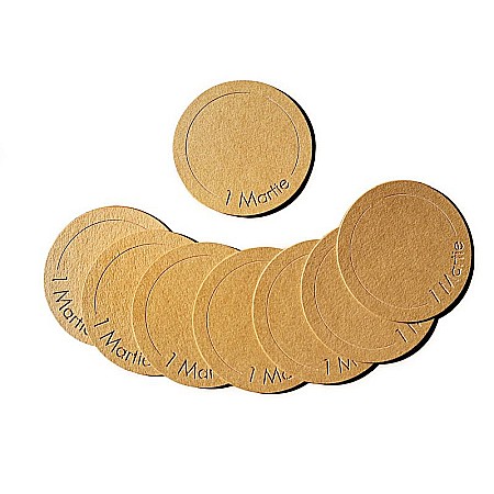 Martisor - Carton rotund pentru martisoare - Gravura laser "1 Martie", 7 cm, set 20 buc.