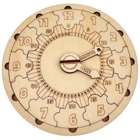 ceas puzzle educativ din lemn, stil Montessori, 20 x 20 cm [1]