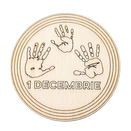 Forme pentru pictat - 1 Decembrie cerc din lemn cu palme gravate – blank pentru pictură