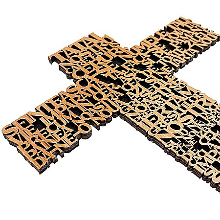 cruce lemn tatal nostru cu stativ, text decupat elegant, decor crestin [1]