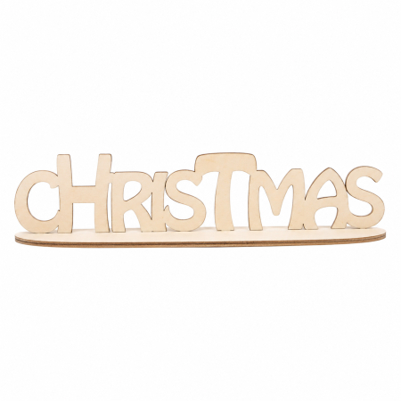 Craciun - Decoratiune Christmas din lemn pe suport pentru masa de Crăciun