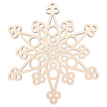 Craciun - Fulg de zăpadă ornamental din lemn natur pentru decor Crăciun