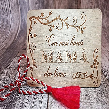 Felicitare din lemn - Mesaj pentru mama, 8 Martie, 13x10 cm. [1]