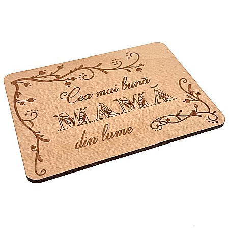 Felicitare din lemn - Mesaj pentru mama, 8 Martie, 13x10 cm. [2]