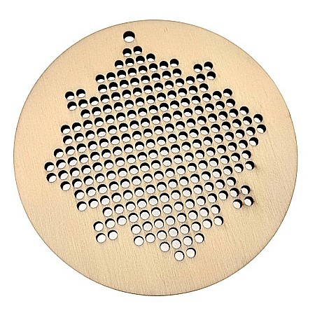 Figurina din lemn, forma cerc, model traditional cu gauri pentru cusut, 10 cm