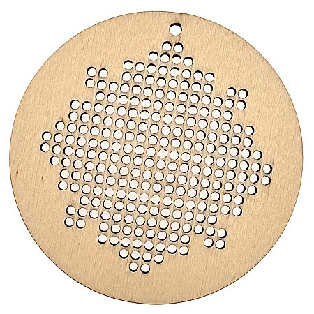 Figurina din lemn, forma cerc, model traditional cu gauri pentru cusut, 10 cm [3]