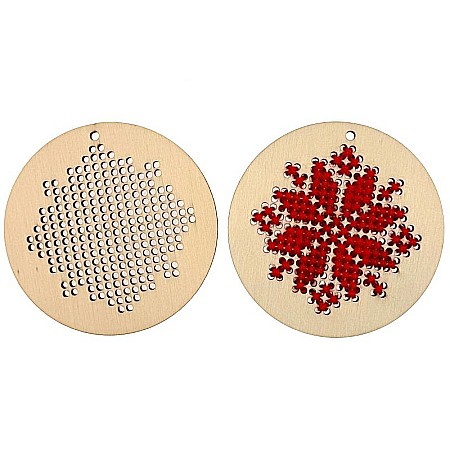 Figurina din lemn, forma cerc, model traditional cu gauri pentru cusut, 10 cm [2]