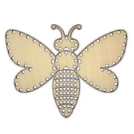 Martisor - Figurina din lemn, model albina cu gauri pentru cusut, 13 cm