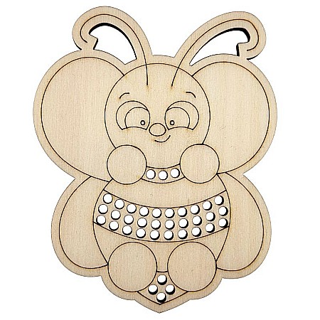 Figurina din lemn, model albinuta cu gauri pentru cusut, 10 cm [1]