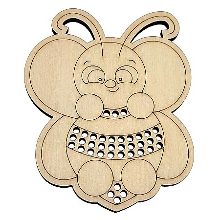 Figurina din lemn, model albinuta cu gauri pentru cusut, 10 cm [2]