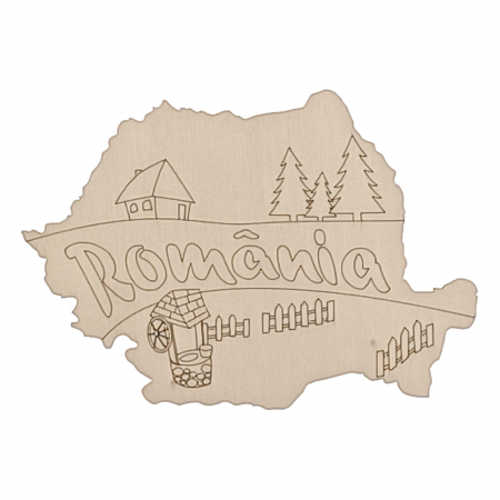 Sarbatori - Harta României din lemn pentru pictat - activități 1 Decembrie