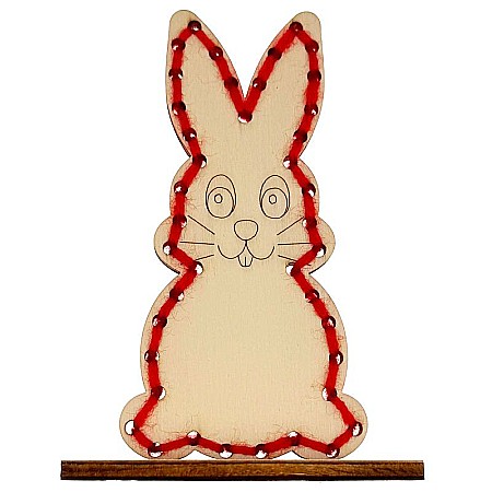 Figurina iepuras pentru cusut, cu stativ, din lemn, 10 cm [3]